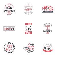 Happy fathers day 9 Black and Pink vintage retro type font Illustrator eps10 Editable Vector Design Elements