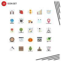 Modern Set of 25 Flat Colors Pictograph of globe user station signal analytic Editable Vector Design Elements