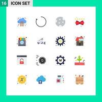 Group of 16 Flat Colors Signs and Symbols for color rating moon lead content Editable Pack of Creative Vector Design Elements