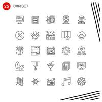 Line Pack of 25 Universal Symbols of police man data game award Editable Vector Design Elements