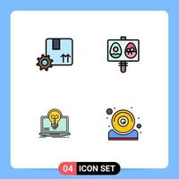 User Interface Pack of 4 Basic Filledline Flat Colors of branding success gear easter screen Editable Vector Design Elements
