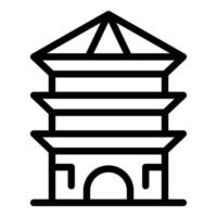 vector de contorno de icono de pagoda de árbol. edificio chino