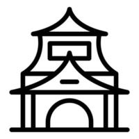 vector de contorno de icono de casa de pagoda. edificio chino