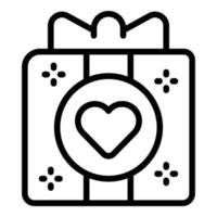 vector de contorno de icono de caja de regalo de amor. equipo solidario