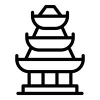 vector de contorno de icono de pagoda japonesa. edificio chino