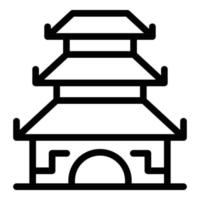 vector de contorno de icono de pagoda de santuario. templo chino