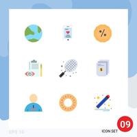 Group of 9 Modern Flat Colors Set for ball control wedding checklist quality control Editable Vector Design Elements