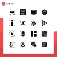 Pack of 16 Modern Solid Glyphs Signs and Symbols for Web Print Media such as growth fire apartments no office blocks Editable Vector Design Elements