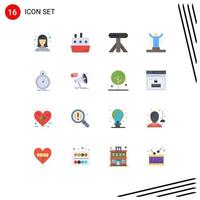 16 Universal Flat Color Signs Symbols of done person transport human achievement Editable Pack of Creative Vector Design Elements