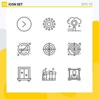 Set of 9 Modern UI Icons Symbols Signs for goal sign engine smoking healthcare Editable Vector Design Elements