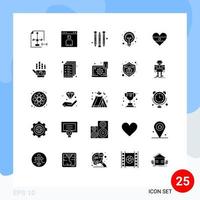 Set of 25 Vector Solid Glyphs on Grid for flg tips page light bulb Editable Vector Design Elements