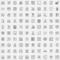 paquete de 100 iconos de líneas universales para móviles y web vector