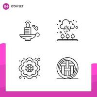 Outline Icon set Pack of 4 Line Icons isolated on White Background for responsive Website Design Print and Mobile Applications Creative Black Icon vector background