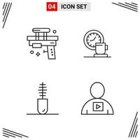 4 Icons Line Style. Grid Based Creative Outline Symbols for Website Design. Simple Line Icon Signs Isolated on White Background. 4 Icon Set. vector