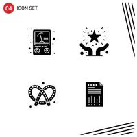 Pack of 4 creative Solid Glyphs of ampere bread care hands support pretzel Editable Vector Design Elements