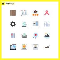 Mobile Interface Flat Color Set of 16 Pictograms of cabinet home ribbon gear protection Editable Pack of Creative Vector Design Elements