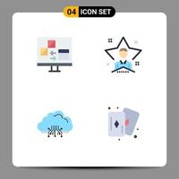 4 Thematic Vector Flat Icons and Editable Symbols of app man develop star computing Editable Vector Design Elements