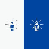 Awareness Feel Human Perception Sense Line and Glyph Solid icon Blue banner Line and Glyph Solid icon Blue banner vector