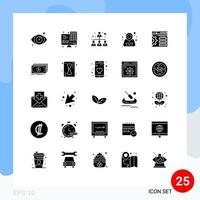 25 Thematic Vector Solid Glyphs and Editable Symbols of dollar web hierarchy setting security Editable Vector Design Elements