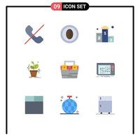 paquete de iconos de vector de stock de 9 signos y símbolos de línea para el éxito crecer planta de grano ganó elementos de diseño de vector editables