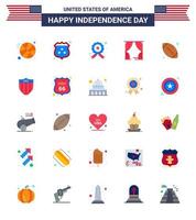 25 USA Flat Pack of Independence Day Signs and Symbols of sports ball investigating usa leisure Editable USA Day Vector Design Elements