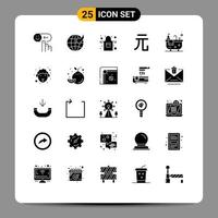 Group of 25 Solid Glyphs Signs and Symbols for face bath apron bathroom money Editable Vector Design Elements