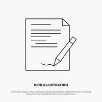 acuerdo papel documento nota informe línea icono vector