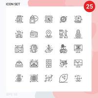 Stock Vector Icon Pack of 25 Line Signs and Symbols for book gps skin cleansing direction target Editable Vector Design Elements