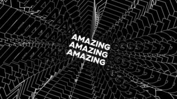 Amazing promo words swing on black background animation loop. Amazing text swinging with many layers seamless backdrop. Creative sway promotion advertising kinetic typography. video