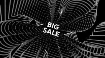 Big sale promo words swing on black background animation loop. Big sale text swinging with many layers seamless backdrop. Creative sway promotion advertising kinetic typography. video