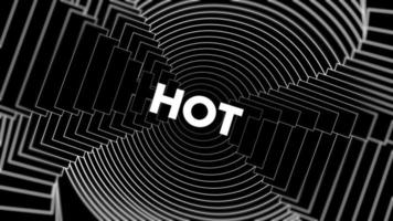 Hot promo words swing on black background animation loop. Hot text swinging with many layers seamless backdrop. Creative sway promotion advertising kinetic typography. video