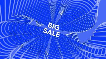 Big sale promo words swing on blue background animation loop. Big sale text swinging with many layers seamless backdrop. Creative sway promotion advertising kinetic typography. video