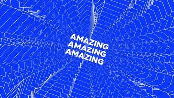 Amazing promo words swing on blue background animation loop. Amazing text swinging with many layers seamless backdrop. Creative sway promotion advertising kinetic typography. video