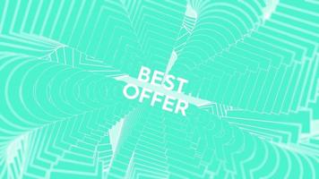 Best offer promo words swing on turquoise background animation loop. Best offer text swinging with many layers seamless backdrop. Creative sway promotion advertising kinetic typography. video