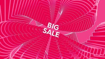 Big sale promo words swing on red pink background animation loop. Big sale text swinging with many layers seamless backdrop. Creative sway promotion advertising kinetic typography. video