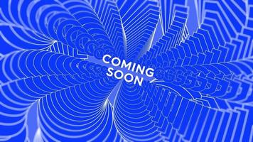 Coming Soon promo words swing on blue background animation loop. Coming Soon text swinging with many layers seamless backdrop. Creative sway promotion advertising kinetic typography. video