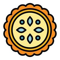 Top view apple pie icon color outline vector