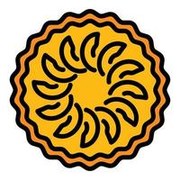 Slice apple pie icon color outline vector