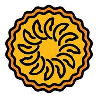 Slice apple pie icon color outline vector