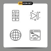Set of 4 Modern UI Icons Symbols Signs for calculator worldwide technology skip homepage Editable Vector Design Elements