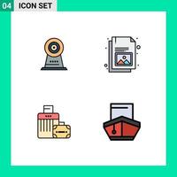 4 Creative Icons Modern Signs and Symbols of camera bag hotel gallery hotel Editable Vector Design Elements