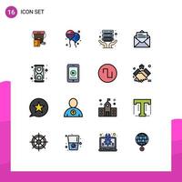 paquete de iconos de vector de stock de 16 signos y símbolos de línea para elementos de diseño de vector creativo editable de correo de texto de alojamiento de Internet de laboratorio químico