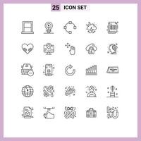 Modern Set of 25 Lines Pictograph of bill moon idea weather points Editable Vector Design Elements