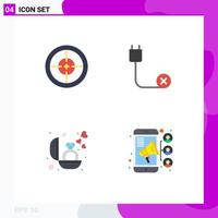 Pictogram Set of 4 Simple Flat Icons of army hardware soldier cord ring Editable Vector Design Elements