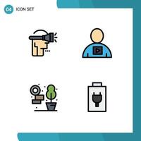 4 Filledline Flat Color concept for Websites Mobile and Apps head home virtual reality human plant Editable Vector Design Elements