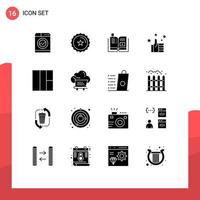 Solid Glyph Pack of 16 Universal Symbols of wireframe like book hand multimedia Editable Vector Design Elements