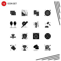 16 User Interface Solid Glyph Pack of modern Signs and Symbols of premium farm progress cooking animal Editable Vector Design Elements