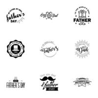 9 Black Happy Fathers Day Design Collection A set of twelve brown colored vintage style Fathers Day Designs on light background Editable Vector Design Elements