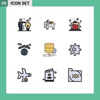 Modern Set of 9 Filledline Flat Colors Pictograph of diagram chart home algorithm home Editable Vector Design Elements