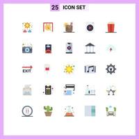 Set of 25 Vector Flat Colors on Grid for camera corn juice pop file Editable Vector Design Elements